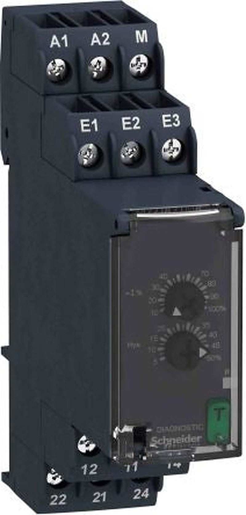 Schneider Electric Monitoring Relay, 1 Phase, DPDT, DIN Rail, 4mA to 1A, 24 to 240 V dc, 24V ac, 240 V ac