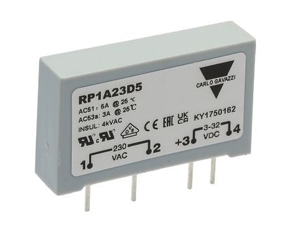Carlo Gavazzi RP1 Series Solid State Relay, 5 A Load, PCB Mount, 265 V ac Load, 32V dc Control