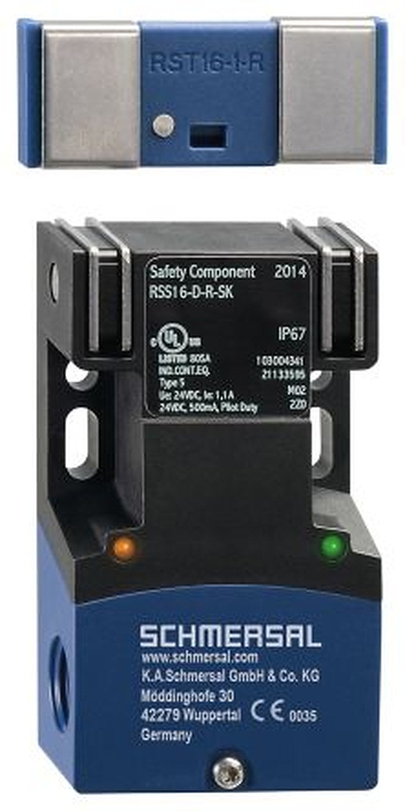 Schmersal RSS 16 Series RFID Non-Contact Safety Switch, Fibreglass Reinforced Thermoplastic Housing, 26.4V dc, M16