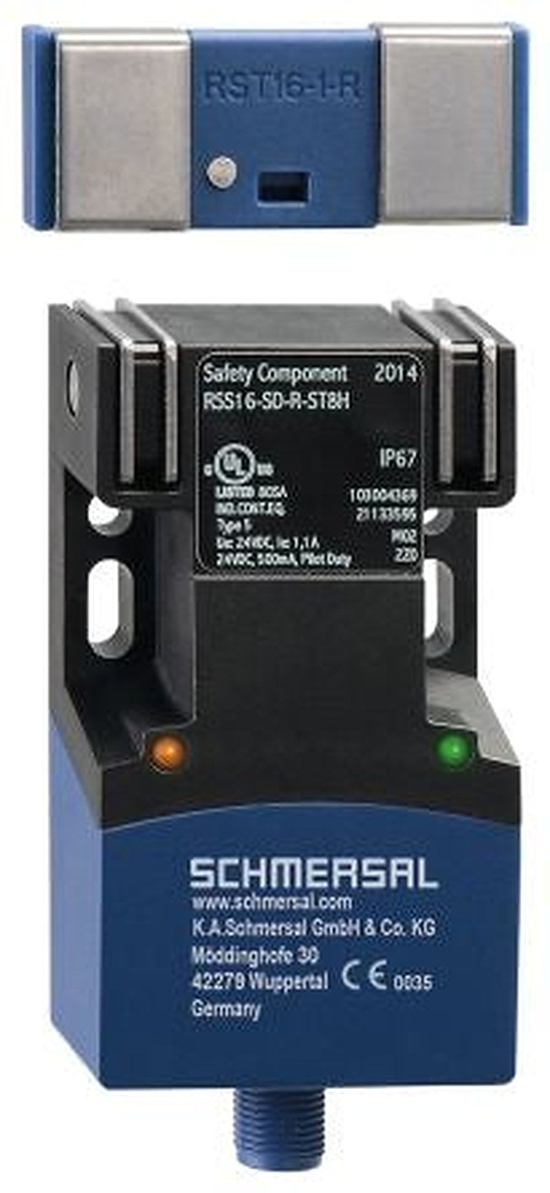Schmersal RSS 16 Series RFID Non-Contact Safety Switch, Fibreglass Reinforced Thermoplastic Housing, 26.4V dc, M12