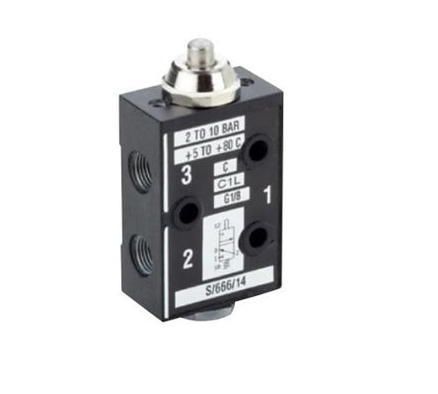 Norgren Plunger Pneumatic Manual Control Valve S666 Series, G G 1/8, III B