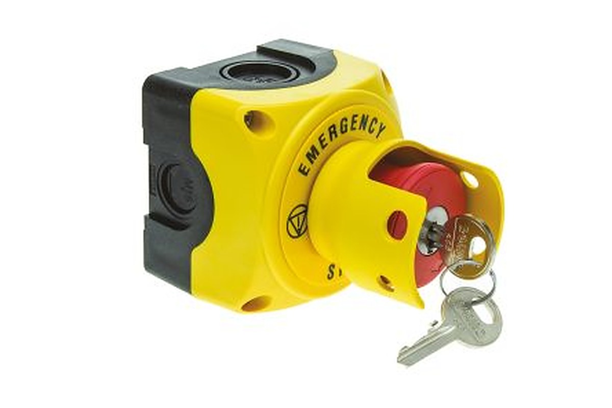 Lovato S1P Series Key Release Emergency Stop Push Button, Surface Mount, 22.3 mm Cutout, 1 NC, IP67, IP66, IP69K