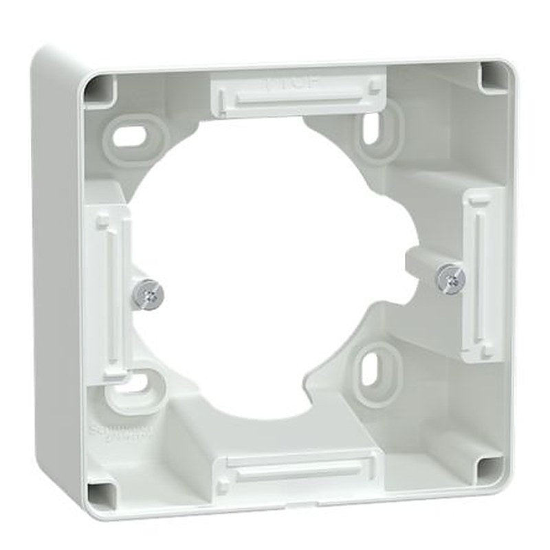 Schneider Electric Ovalis White Mast Thermoplastic Back Box Mounting Frame, IP21D, Surface Mount, 1 Gangs 89 mm 89mm 44