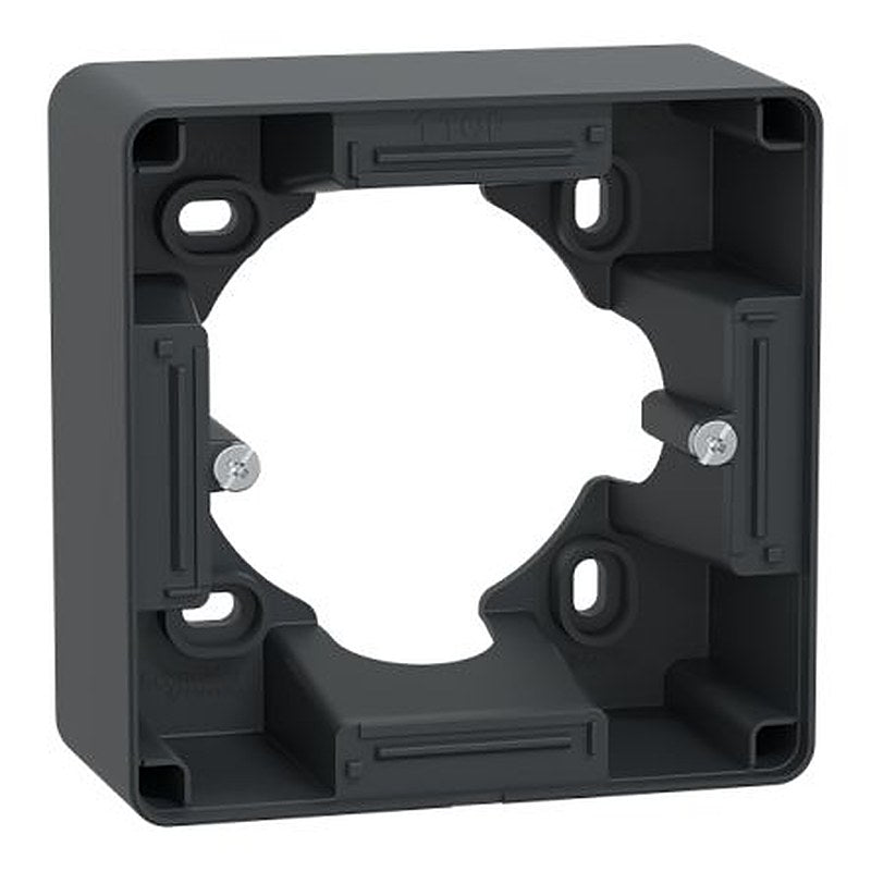 Schneider Electric Ovalis Grey Thermoplastic Back Box Mounting Frame, Surface Mount, 1 Gangs 89 mm 89mm 44 mm