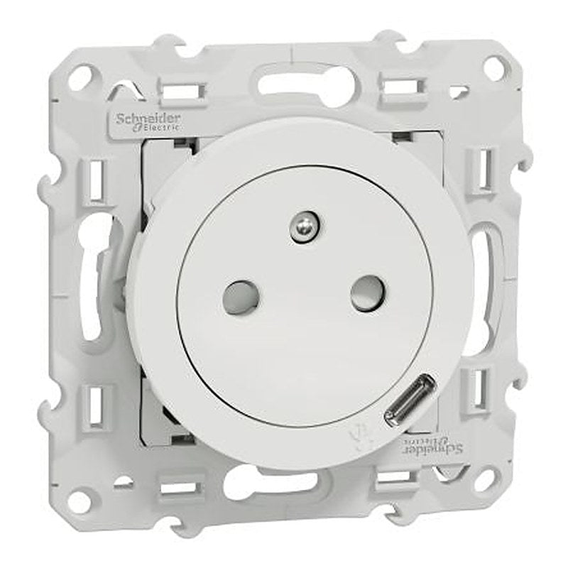 Schneider Electric Odace 2011 White 1 Gang Plug Socket, 16A Indoor, French 2P