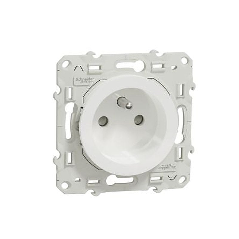 Schneider Electric Odace 2011 White 1 Gang Plug Socket, 16A Indoor, French 2P