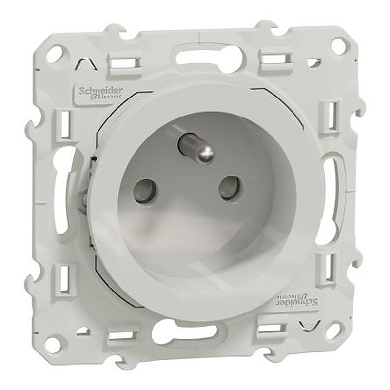 Schneider Electric, Odace 2011 IP21D White Light Switch, 2P+PE, Rated At 16A, 250V