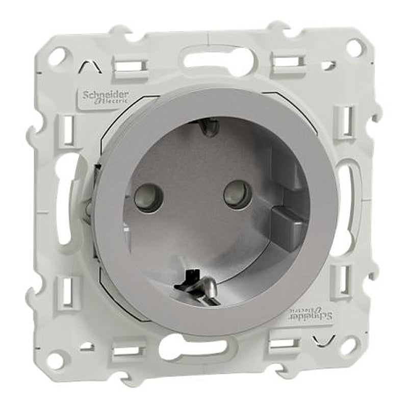 Schneider Electric Odace 2011 Grey, White Plug Socket, 16A, Schuko