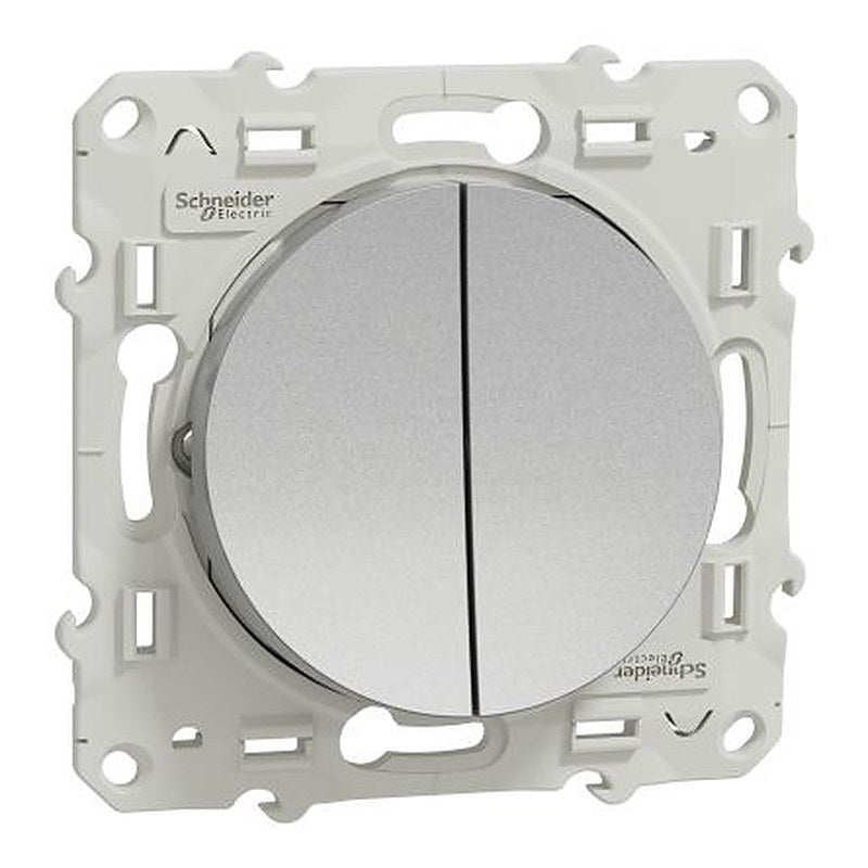 Schneider Electric Grey, 2 Way Rocker, 2 Gang, Odace 2011
