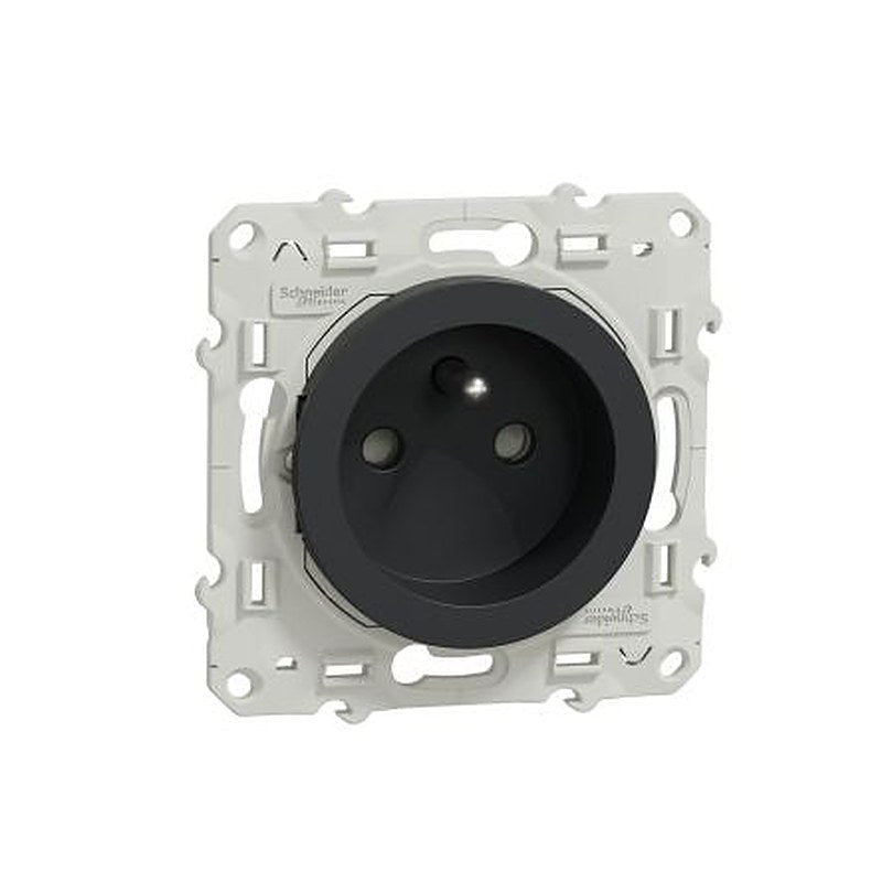 Schneider Electric Odace 2011 Anthracite 1 Gang Plug Socket, 16A Indoor, French 2P