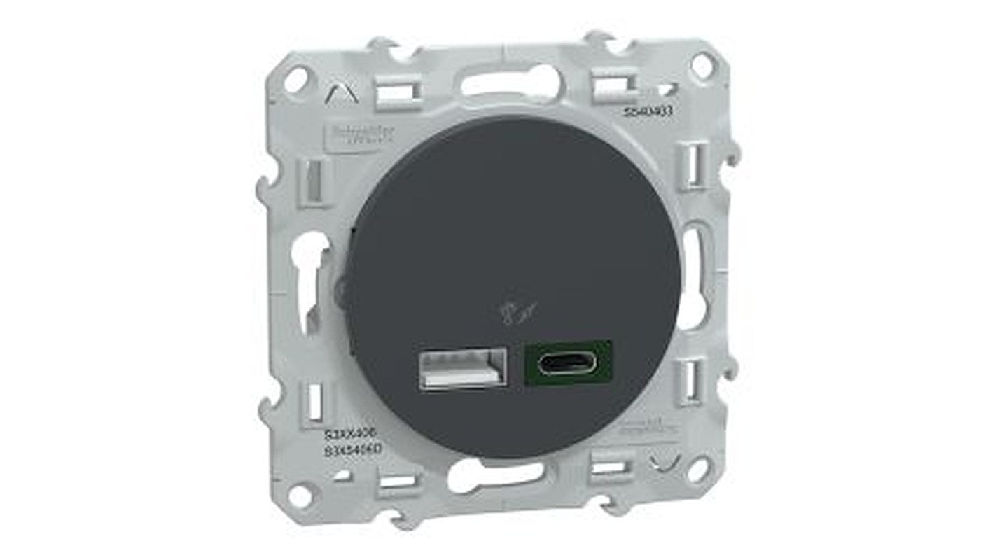 Schneider Electric Straight, Flush Female- 2 Port IP20 USB Connector