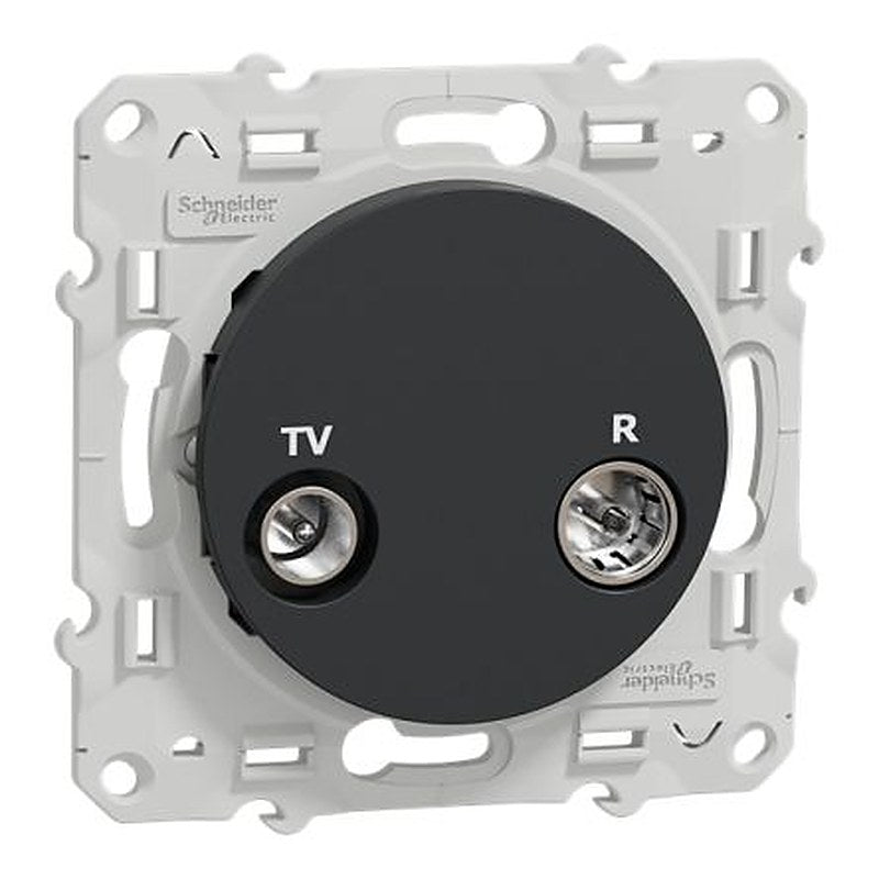 Schneider Electric Female IEC 9.52 mm, Type F, Male IEC 9.52 mm Anthracite Male 1 Outlet Socket, Flush