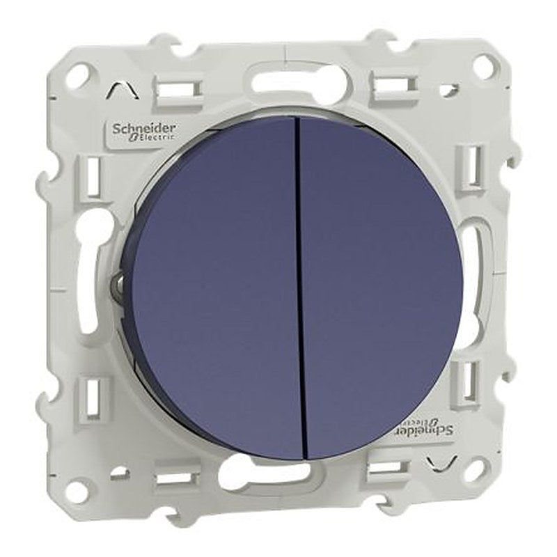 Schneider Electric Blue, 2 Way Rocker, 2 Gang, Odace 2011