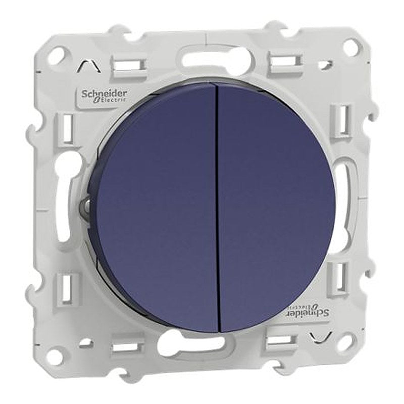 Schneider Electric Blue Push Button, 2 Gang, Odace 2011