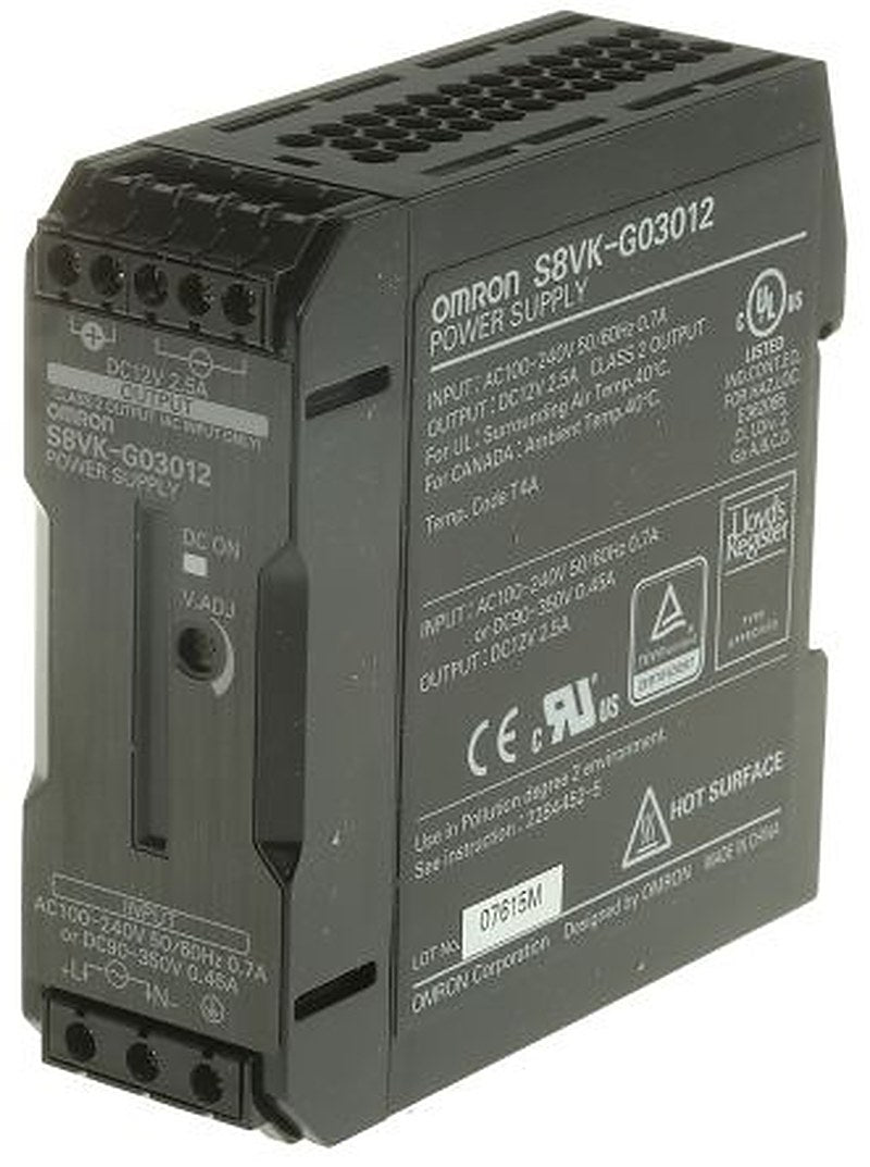 Omron S8VK-G Switched Mode DIN Rail Power Supply 350 V dc, 240V ac AC/DC Input 12V dc, 2.5 A Output DC 30 W