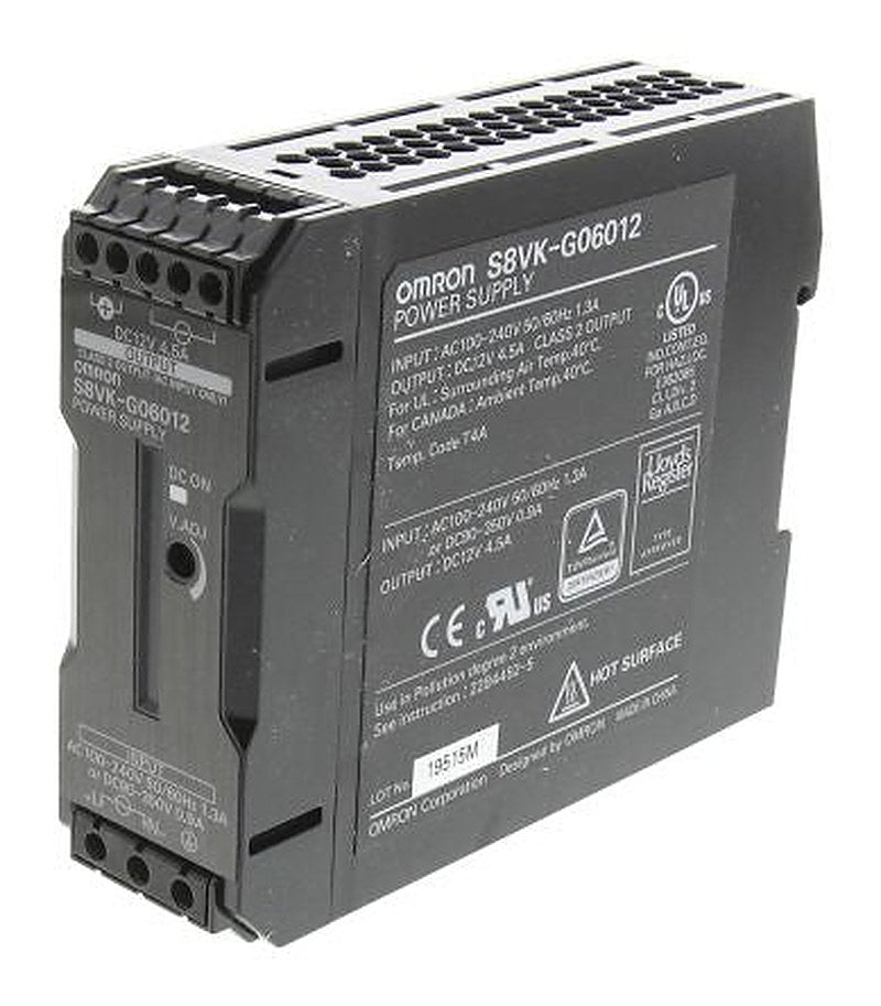 Omron S8VK-G Power Supply DIN Rail Power Supply 350 V dc, 240V ac AC/DC Input 12V dc, 4.5 A Output DC 60 W