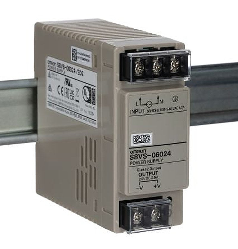 Omron S8VS Switched Mode DIN Rail Power Supply 264V ac AC Input 24V dc, 2.5 A Output DC 60 W