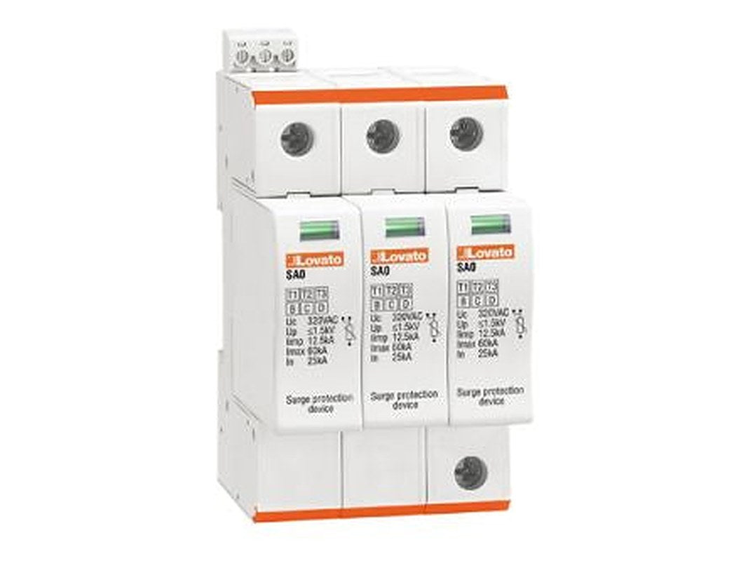 Lovato 3 Phase Surge Protector, 60 kA, 1.5 kV, DIN Rail
