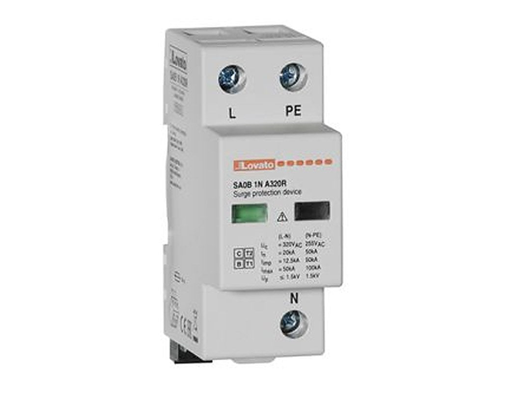 Lovato 1 Phase Surge Protector, 50 kA, 1.5 kV, DIN Rail
