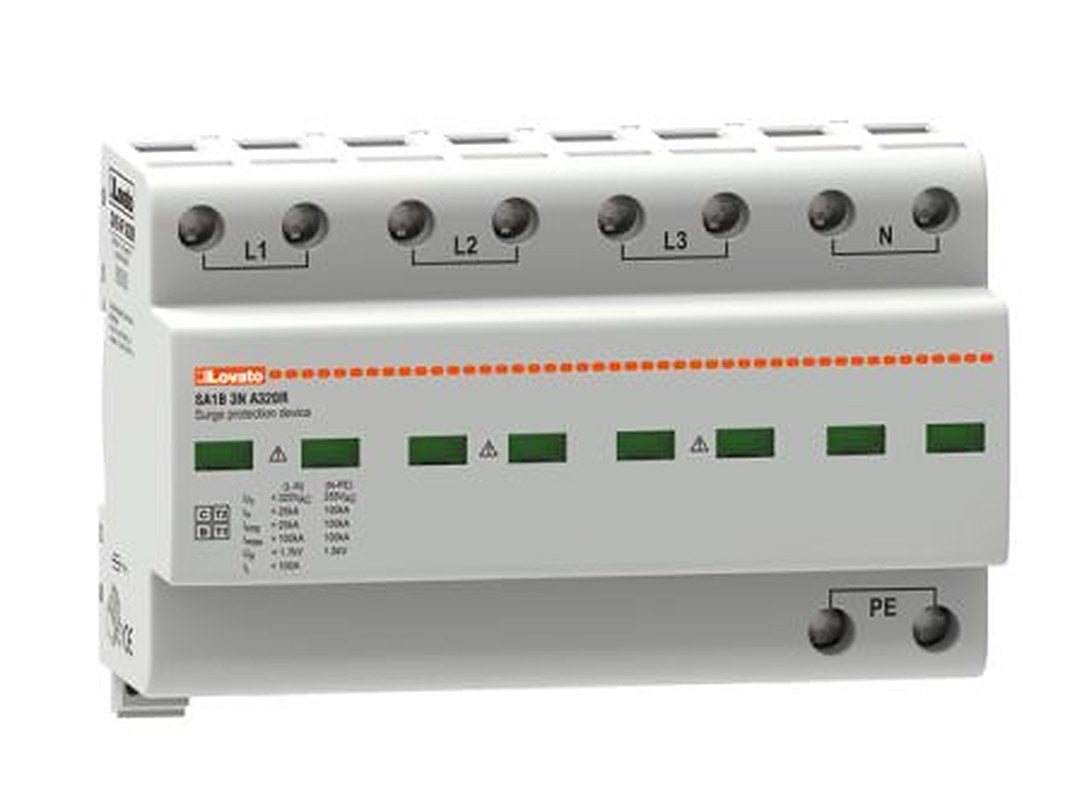 Lovato 3 Phase Surge Protector, 100 kA, 1.5 kV, DIN Rail