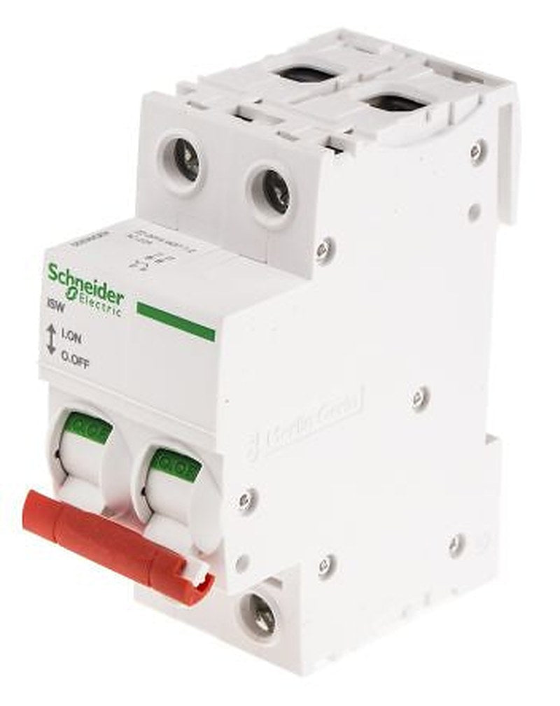 Schneider Electric Switch, Panel, DIN Rail 2P Switch Disconnector Circuit Trip for use with Acti 9 Isobar A type