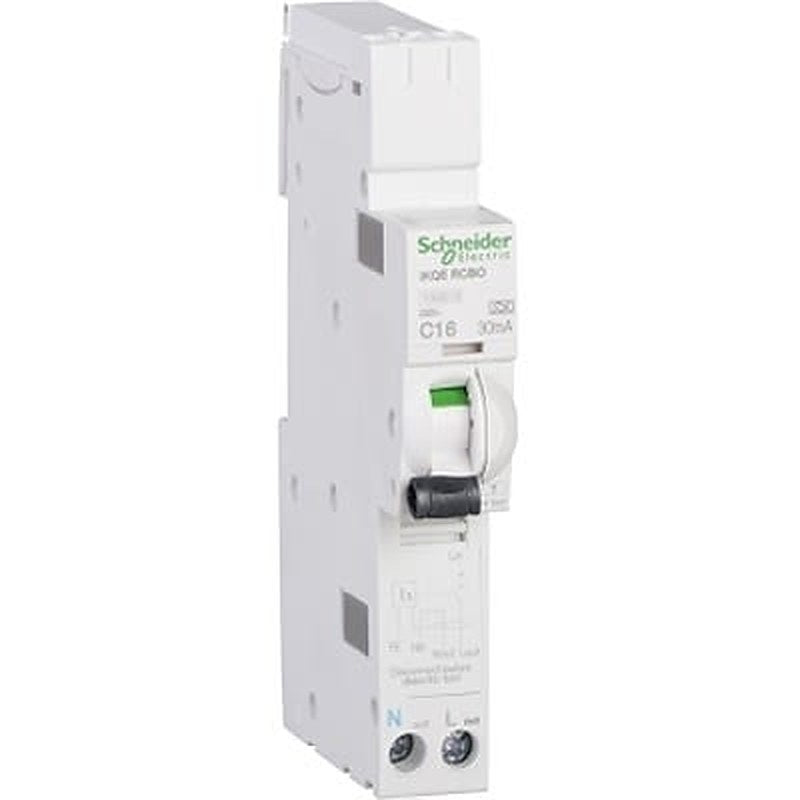 Schneider Electric Residual Current Circuit Breaker with Overload Protection, 16A Current Rating, 1-Pole, 30 mA Trip