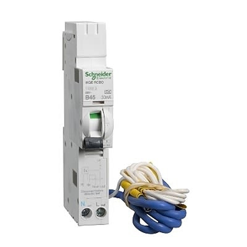 Schneider Electric Residual Current Circuit Breaker with Overload Protection, 45A Current Rating, 1-Pole, 30 mA Trip