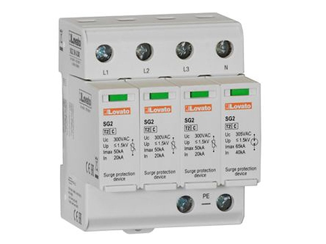 Lovato 3 Phase Surge Protector, 50 kA, 1.5 kV, DIN Rail
