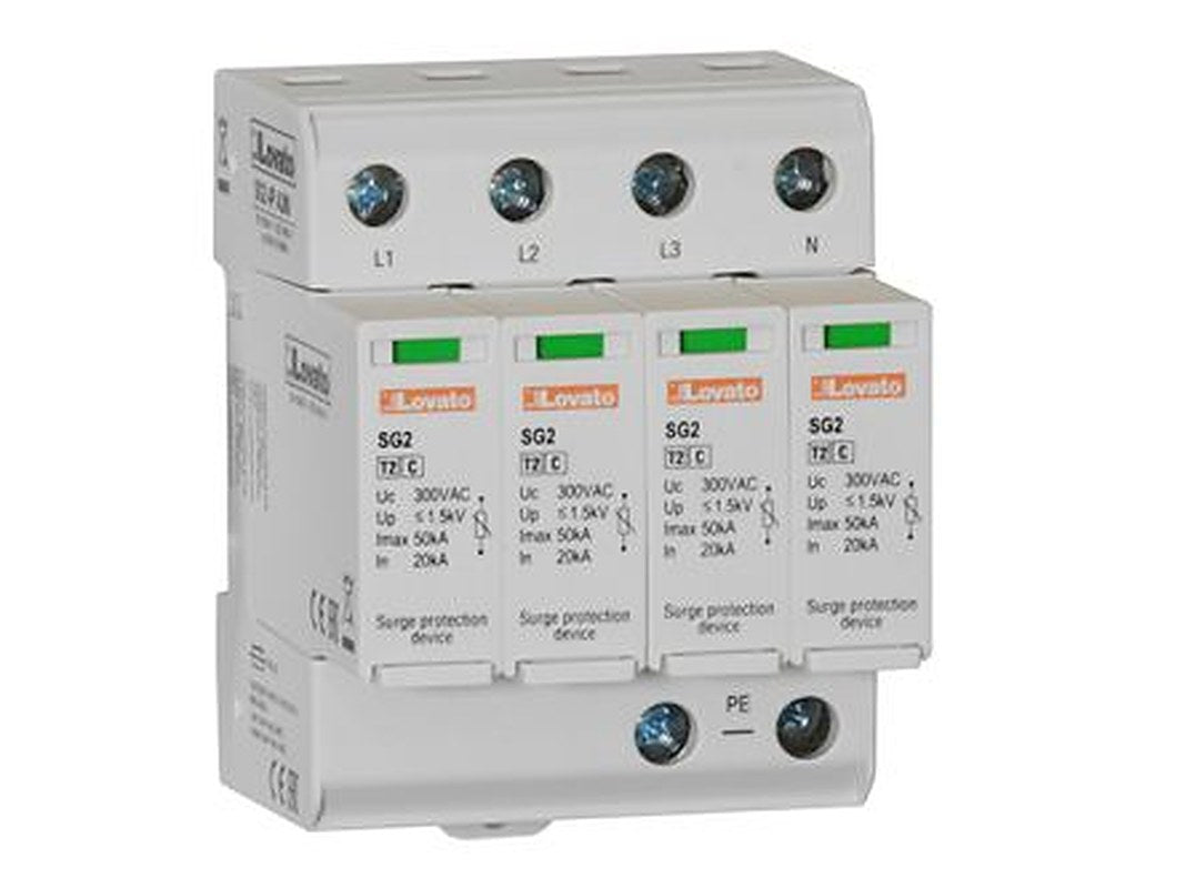 Lovato 4 Phase Surge Protector, 50 kA, 1.5 kV, DIN Rail