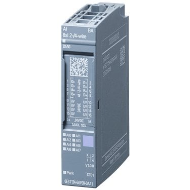 SIPLUS ET 200SP AI 8xI 2-/4-wire BA based on 6ES7134-6GF00-0AA1 with conformal coating, -40…+70 °C, analog input module, suitable for BU type A0, A1, color code CC01, module diagnostics, 16 bit