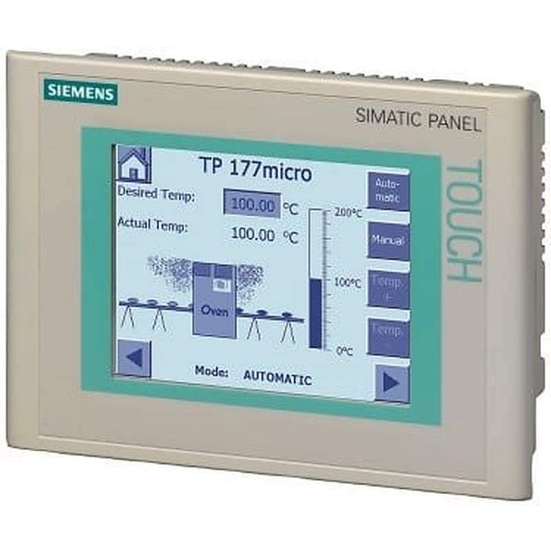 SIMATIC Touch Panel TP 177micro for SIMATIC S7-200 5.7" blue mode STN display configurable from WinCC flexible 2004 Micro HSP Contains open source software which is provided free of charge. See enclosed CD