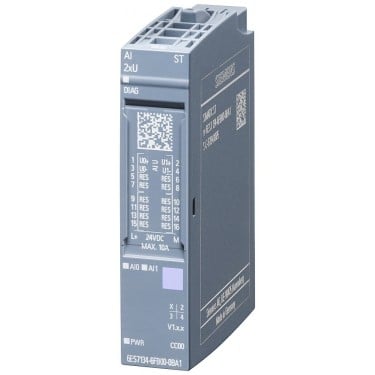 SIMATIC ET 200SP, Analog input module, AI 2xU Standard Pack quantity: 1 unit, suitable for BU type A0, A1, Color code CC00, Module diagnostics, 16 bit