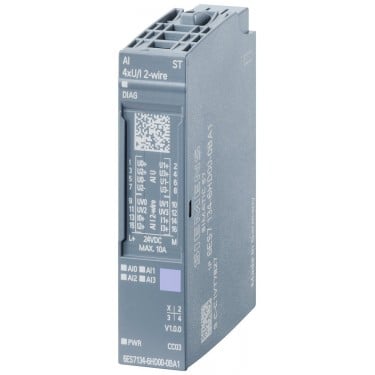 SIMATIC ET 200SP, analog input module, AI 4XU/I 2-wire Standard, suitable for BU type A0, A1, Color code CC03, Module diagnostics, 16 bit, +/-0.3%