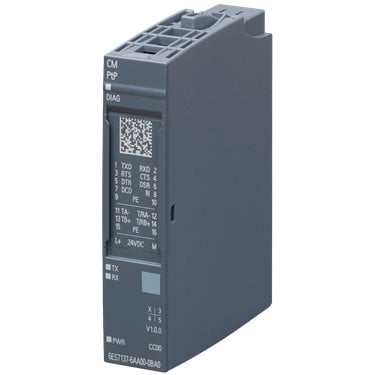 SIMATIC ET 200SP, CM PTP communication module for serial connection RS-422, RS-485 and RS-232, freeport, 3964 (R), USS, MODBUS RTU master, slave, max. 250 Kbit/s, suitable for BU type A0, pack quantity: 10 units
