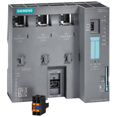 SIMATIC DP, IM151-8 PN/DP CPU f. ET200S, 192 KB work memory, int. PROFINET interface (with three RJ45 ports) as IO controller,without battery MMC required
