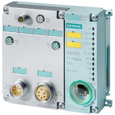 SIMATIC DP, IM154-8F PN/DP CPU f. ET200 PRO, 512 KB work memory, Int. PROFINET interface, Int. PROFIBUS DP master/slave interface Degree of protection IP65/67, Micro Memory Card and Connection module required