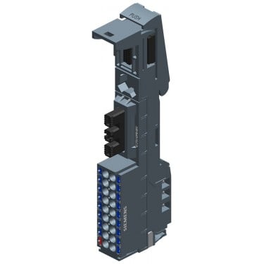 SIMATIC ET 200SP, Potential distributor module, PotDis-BaseUnit PotDis-BU Typ P2, dark-colored, 1 x P1-potential, 17 x P2-potential, Push-In terminals. P1-, P2- and AUX-rail bridged to left BU, Packaging Unit: 1 Piece, WxH: 15mm x 117mm