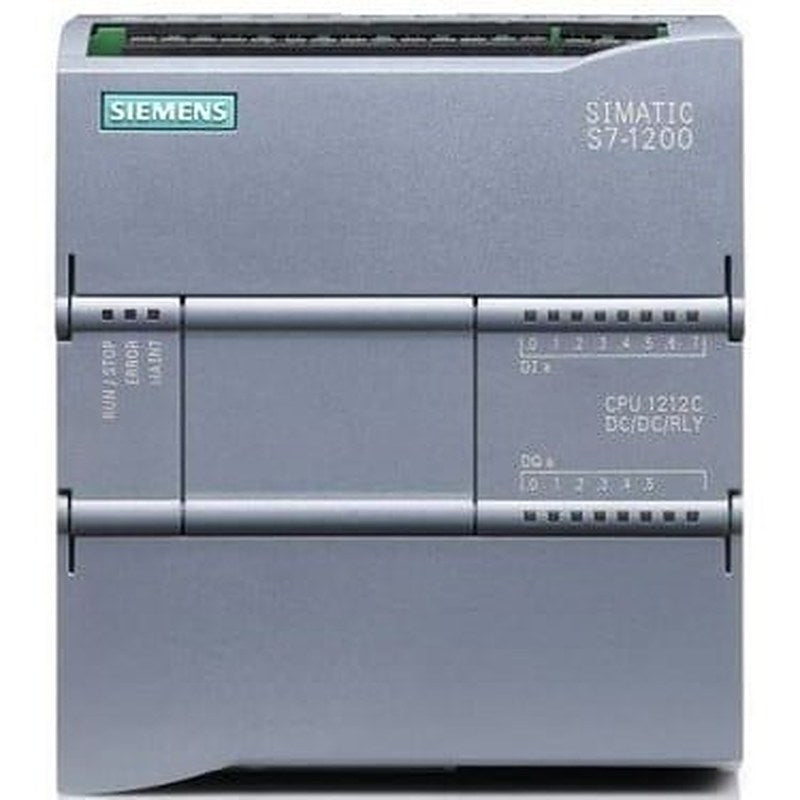SIMATIC S7-1200, CPU 1212C, compact CPU, DC/DC/relay, onboard I/O: 8 DI 24 V DC; 6 DO relay 2 A; 2 AI 0-10 V DC, Power supply: DC 20.4-28.8V DC, Program/data memory 50 KB