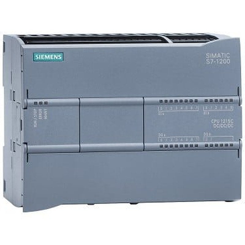 SIMATIC S7-1200, CPU 1215C, compact CPU, DC/DC/relay, 2 PROFINET ports, onboard I/O: 14 DI 24 V DC; 10 DO relay 2 A, 2 AI 0-10 V DC, 2 AO 0-20 mA DC, Power supply: DC 20.4-28.8V DC, Program/data memory 100 KB