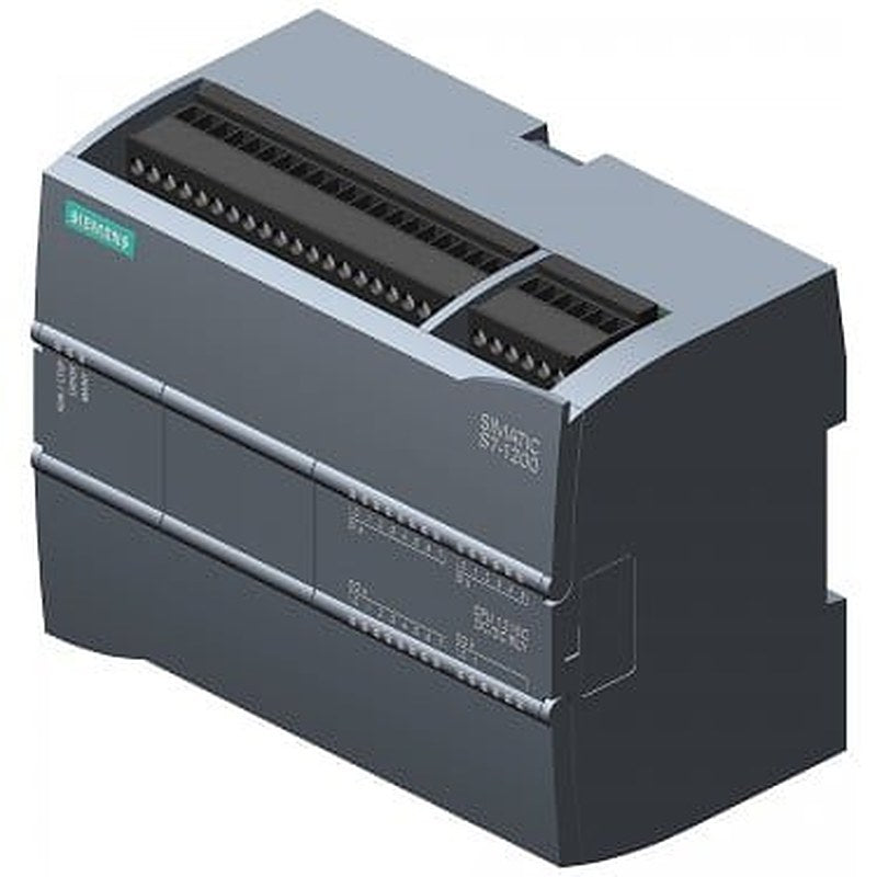 SIMATIC S7-1200, CPU 1215C, compact CPU, DC/DC/relay, 2 PROFINET ports, onboard I/O: 14 DI 24 V DC; 10 DO relay 2 A, 2 AI 0-10 V DC, 2 AO 0-20 mA DC, Power supply: DC 20.4-28.8 V DC, Program/data memory 125 KB