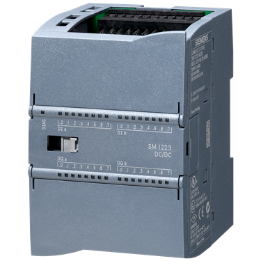 SIMATIC S7-1200, Digital I/O SM 1223, 16 DI/16 DO, 16 DI 24 V DC, Sink/Source, 16 DO, transistor 0.5 A