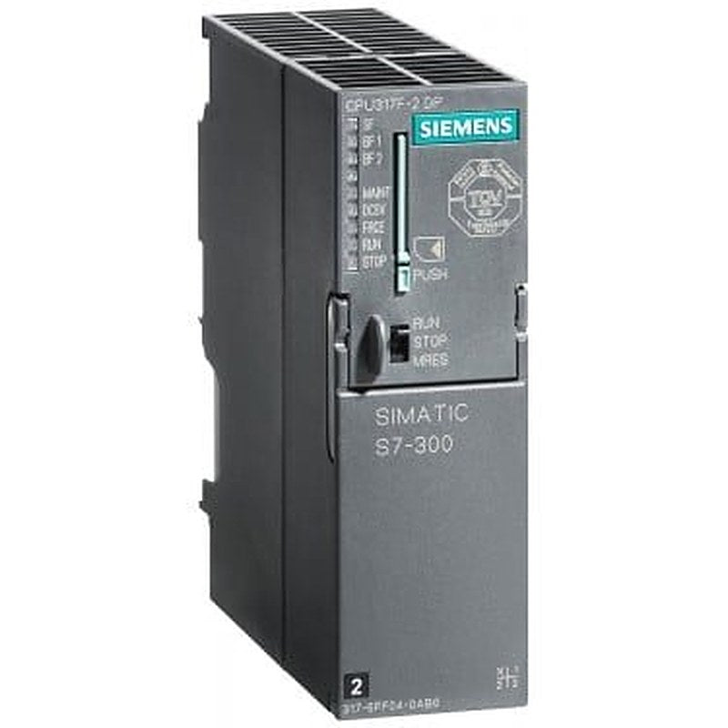SIMATIC S7-300, CPU 317F-2DP, Central processing unit with 1.5 MB work memory, 1st interface MPI/DP 12 Mbit/s, 2nd interface DP master/slave Micro Memory Card required Can be used with software package S7 Distributed Safety V5.2 SP1 or higher