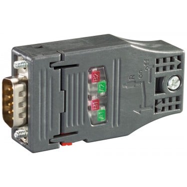 PROFIBUS FC RS 485 plug 180 PROFIBUS connector with FastConnect connection plug and axial cable outlet for Industry PC, SIMATIC OP, OLM, Transfer rate: 12 Mbit/s, terminating resistor with isolating function, plastic enclosure.