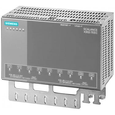 SCALANCE X302-7EEC; managed IE switch, compact; 2x 10/100/1000 Mbit/s RJ45, 7x 100 Mbit/s LC FO ports; LED diagnostics; error signaling contact; select/set pushbutton; PROFINET IO device; network management; integrated redundancy manager; office features (RSTP, VLAN, IGMP,..); C-plug in scope of delivery, 24 V DC redundant power supply unit; conformal coating.
