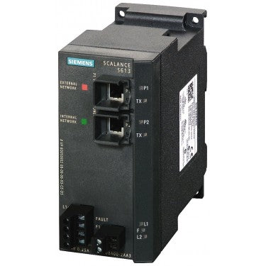 SCALANCE S613 module for protection of devices and networks in automation technology and for protection of industrial communication by means of VPN (max. 64 devices) and firewall.