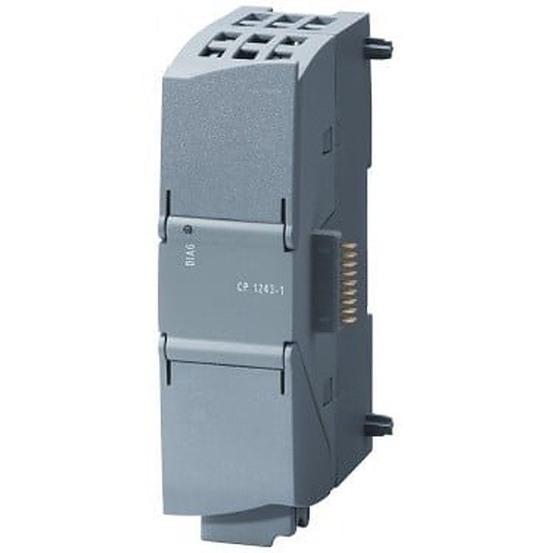 Communications processor CP 1243-1 for connection of SIMATIC S7-1200 as additional Ethernet interface and for Connection to control centers via telecontrol protocols (DNP3, IEC 60870, TeleControl Basic), security (Firewall, VPN).