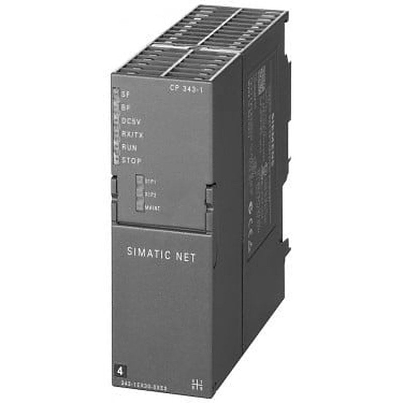 Communications processor CP 343-1 for connection of SIMATIC S7-300 to Industrial Ethernet via ISO and TCP/IP, PROFINET IO controller or PROFINET IO device, integrated 2-port switch ERTEC 200, S7 communication, fetch/write, SEND/RECEIVE RFC1006, multicast, DHCP, NTC- CPU sync, with and without diagnostics, initialization via LAN, 2x RJ45 connection for LAN with 10/100 Mbit/s.