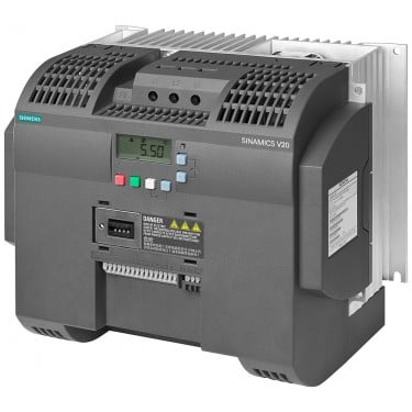 SINAMICS V20 380-480 V 3 AC -15/+10% 47-63Hz rated power 11 kW with 150% overload for 60 sec. unfiltered I/O: 4 DI, 2 DO,2 AI, 1 AQ fieldbus: USS/MODBUS RTU with built-in BOP protection: IP20/ UL open size: D 240x207x173 (WxHxD)