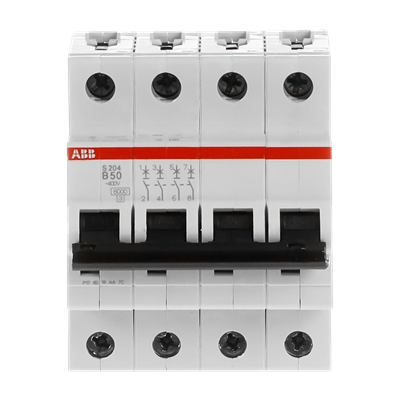 ABB System Pro M Compact S200 Miniature Circuit Breaker, 4-Pole, 50A, Type B, 400V ac AC, 6 kA Breaking Capacity