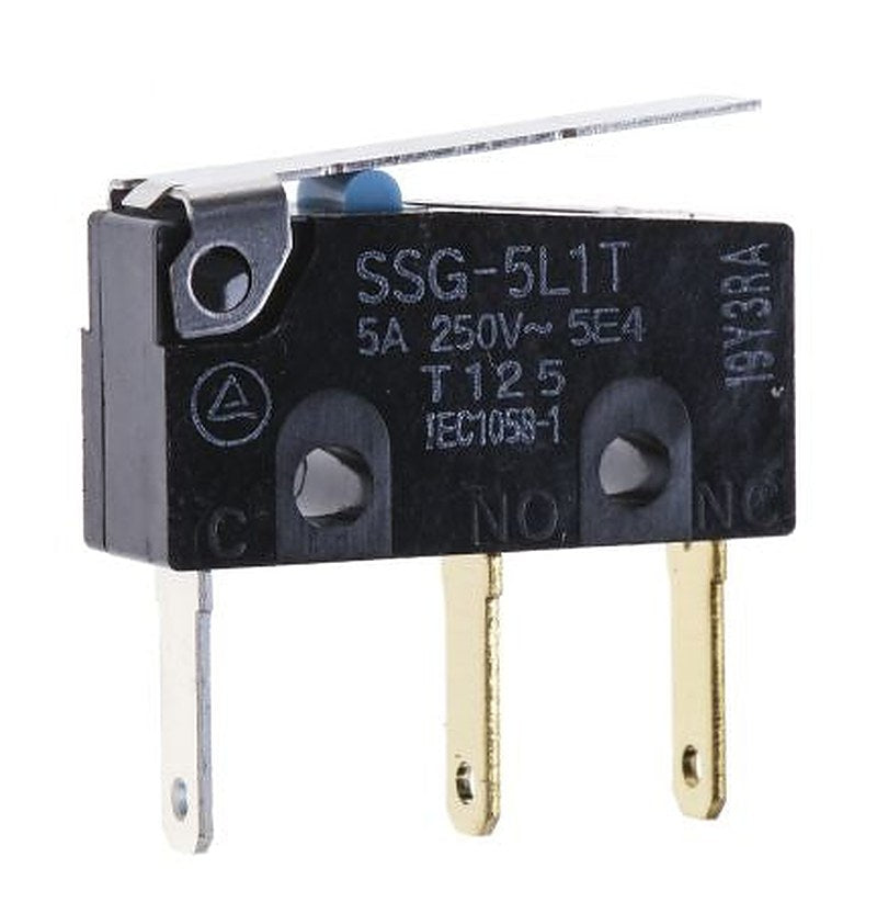 Omron Hinge Lever Subminiature Micro Switch, Tab Terminal, 5A, 125 V ac, SPDT, IP40